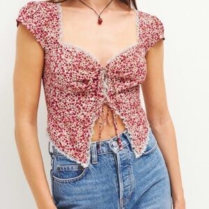 Reformation Safia Top floral lace